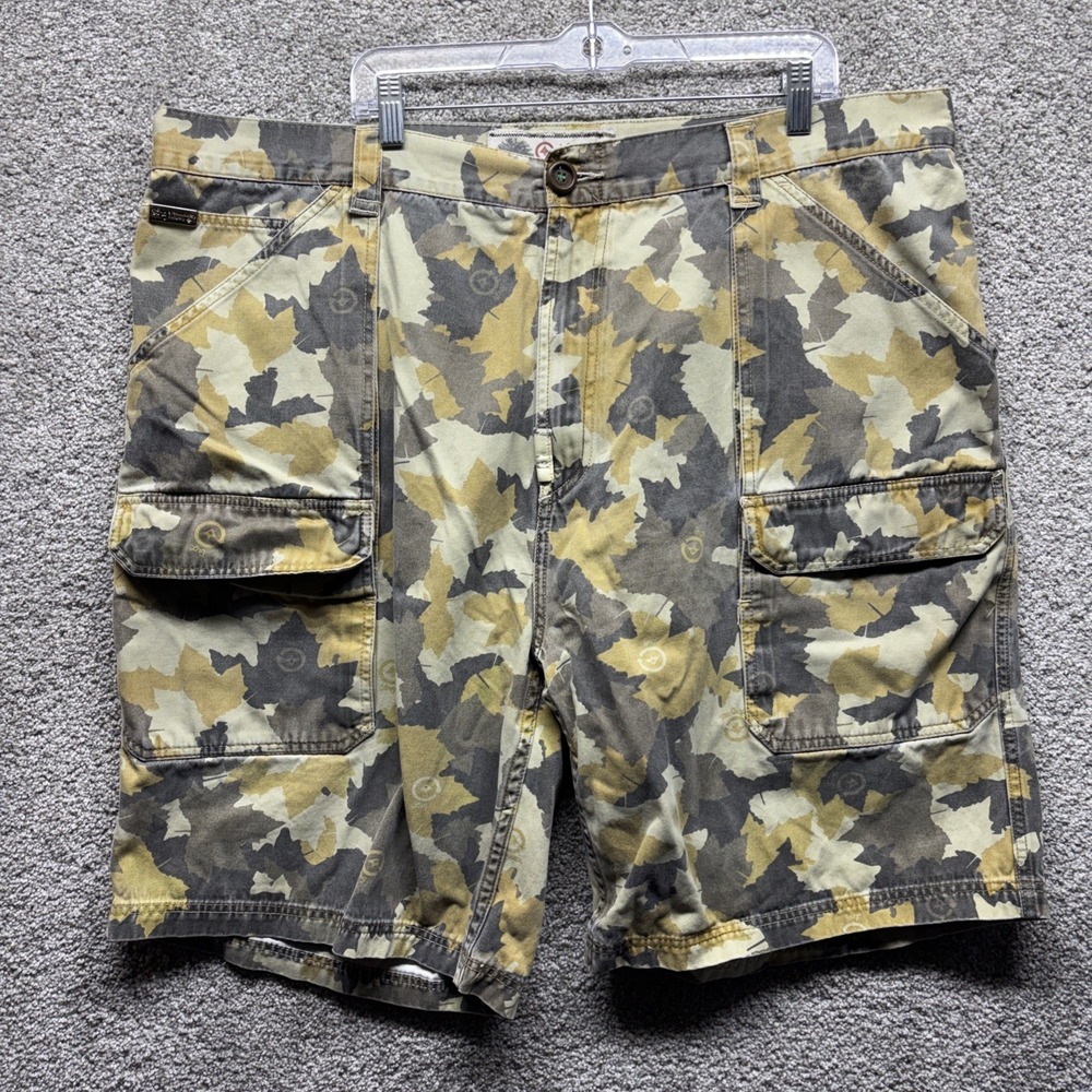 VINTAGE Lifted Research Group Camo Cargo Shorts 44 Yellow Baggy Hip Hop‎ LRG Y2K